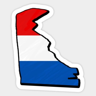 Red, White, and Blue Delaware Outline Sticker